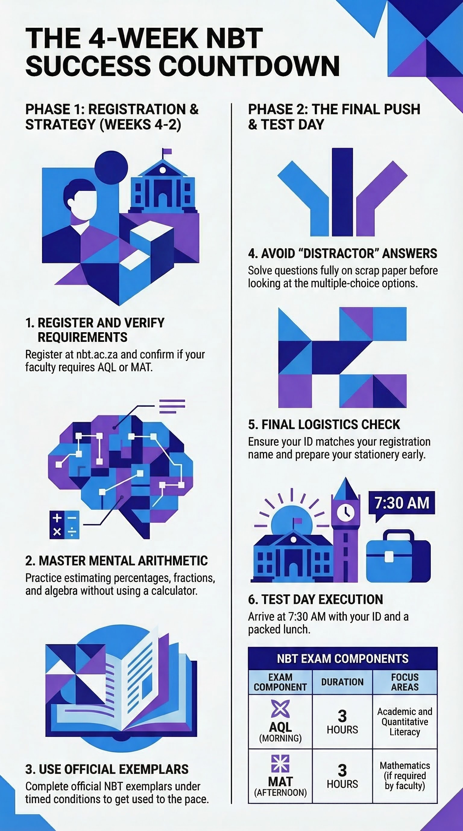 The 4-Week NBT Countdown Checklist — infographic summary