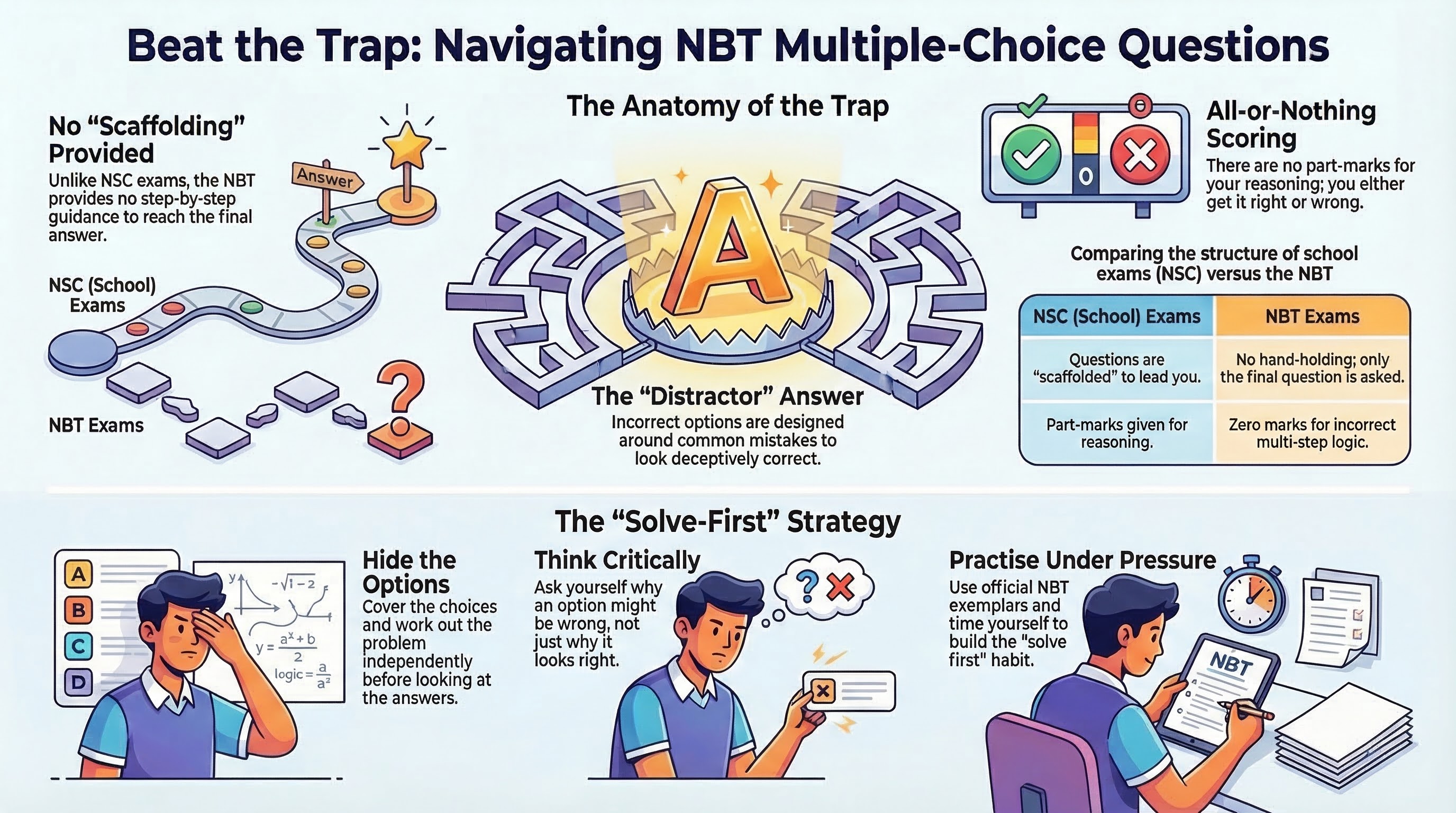 Beware the "Distractor": How NBT Multiple-Choice Questions Are Designed to Trap You — infographic summary
