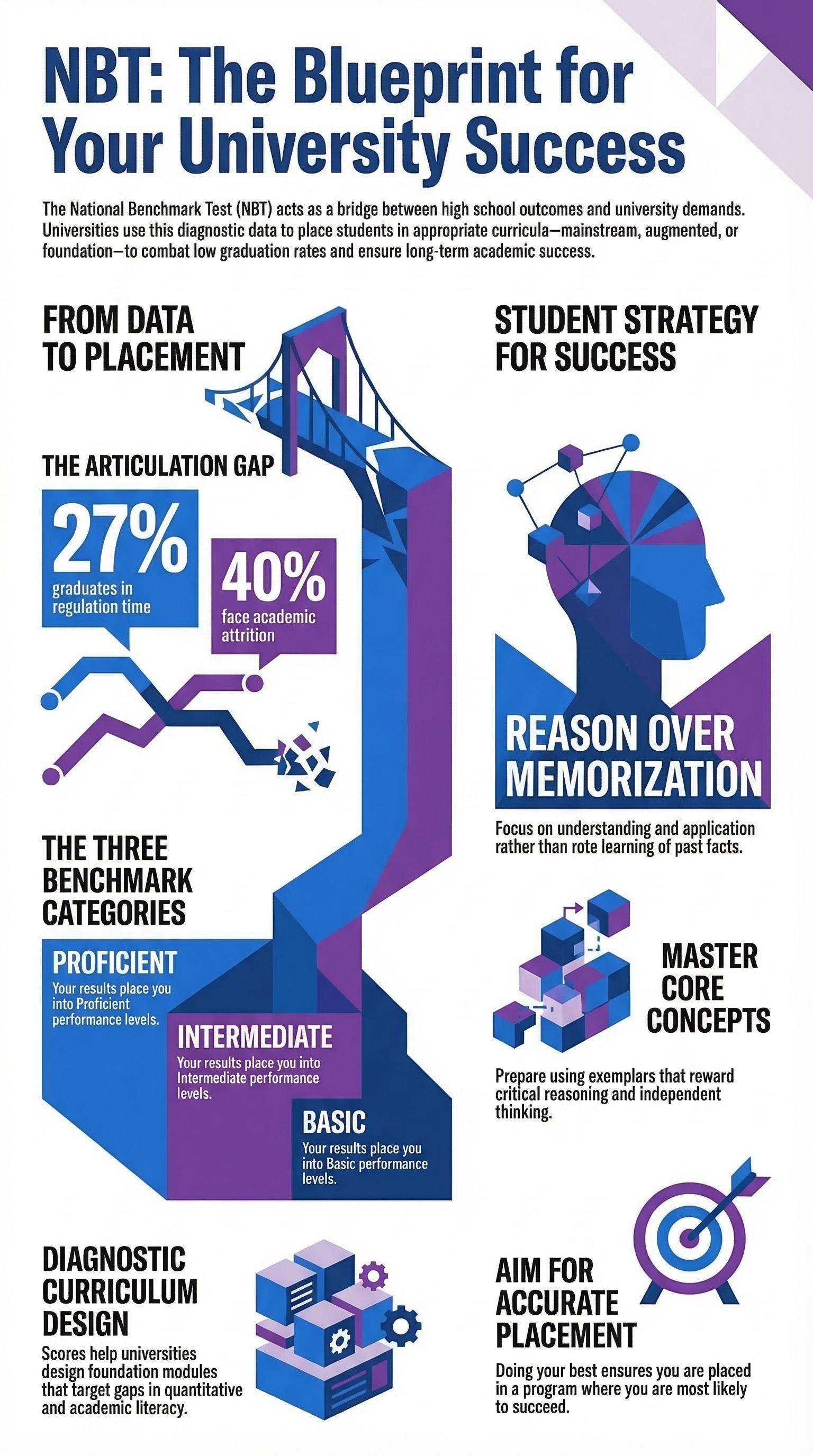 How Universities Use the NBT to Design Foundation Courses — infographic summary