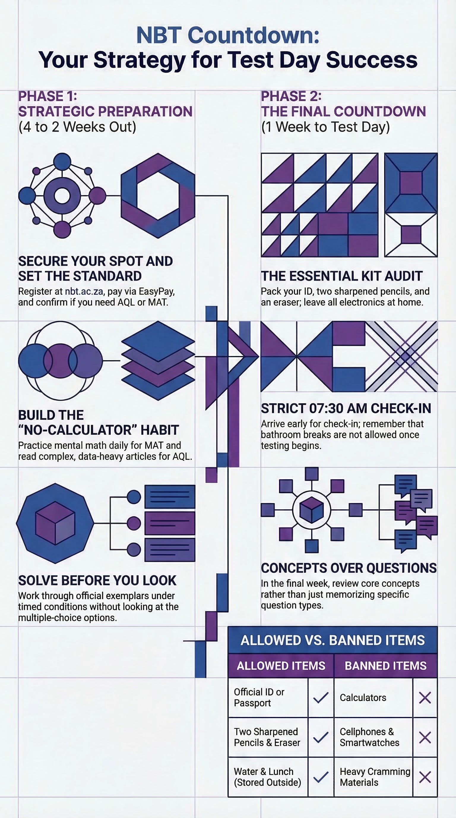 NBT Checklist: Your Countdown to Test Day — infographic summary